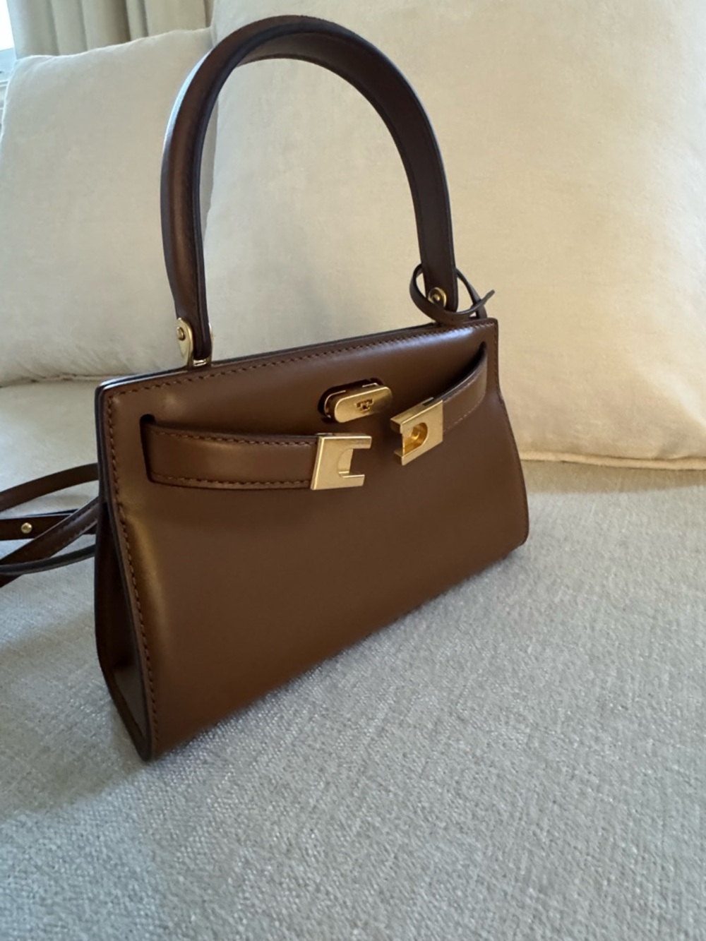 Tory Burch Dark Brown Leather Mini Satchel with Gold Hardware - Picture 2 of 5
